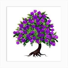 Purple Tree With Purple Flowers Art Print