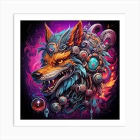 Steampunk wolf head Art Print