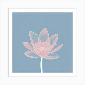 A White And Pink Flower In Minimalist Style Square Composition 573 Art Print