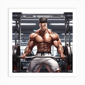 Otaku-Anime Character In The Gym Art Print