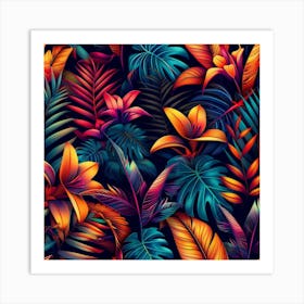 Tropical Leaves Wallpaper 1 Art Print