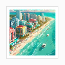Summer Vibes Aerial Miami Beach (5) Art Print