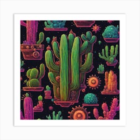 Cactus Pattern 24 Art Print