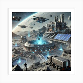 A Futuristic Sci Fi Scene Showcasing The Mining Gu Art Print