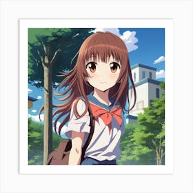 Anime Girl In School Uniform Art Print