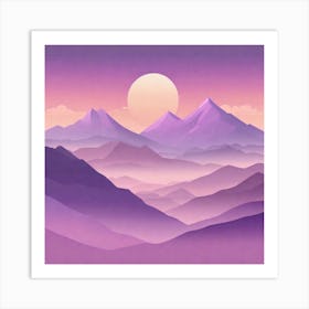 Misty mountains background in purple tone 119 Art Print