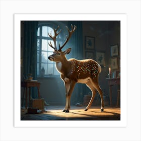 Deer In A Room 3 Art Print