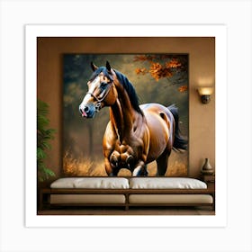 Horse Running In The Field Art Print