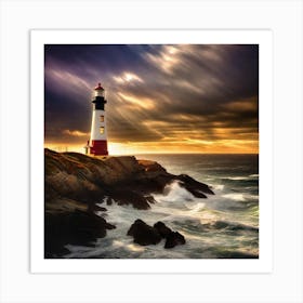 Lighthouse At Sunset 9 Art Print