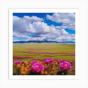 Wild Flowers In Mongolia Art Print