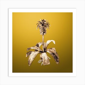Gold Botanical Eucomis Regia on Mango Yellow n.3485 Art Print