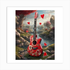 Heartstrings Monarchy Queen Of Hearts Guitar Elegance (33) Art Print