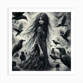 Crow Girl 1 Art Print