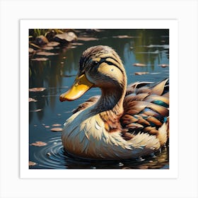 Duck In Water Art Print