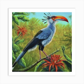 Horned Hornbill Art Print