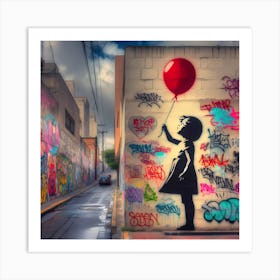 Girl With Red Balloon Art Print