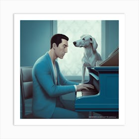 Piano Player And Dog Art Print