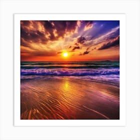 Sunset On The Beach 344 Art Print