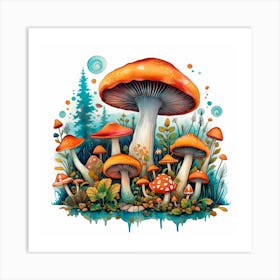 Mushrooms In The Forest 67 Art Print