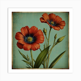 Default Flax3 Floral Botanical Vintage Poster Flower Canvas Pr 3 Art Print