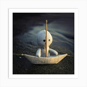 Firefly Stick, Doll, Sad, Expression, Paper, Boat, Newspaper, Gloomy, Background, Melancholy, Minima (8) Art Print