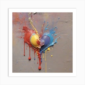 Dropping colorful heart Art Print