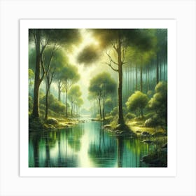 River In The Forest Art Print