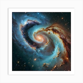 An Illustration Of Two Galaxies Colliding With Eac (1) Art Print