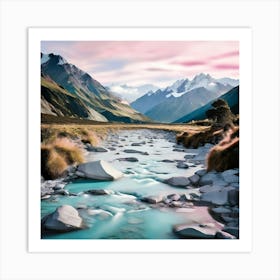 A Melodic Journey through New Zealand's Alpine Rivers Art Print