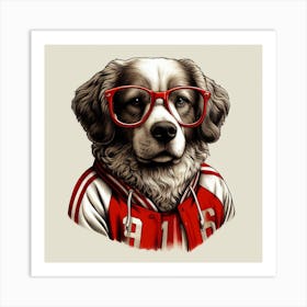 Dog With Glasses 2 Art Print