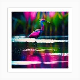 Blue and Pink Bird of the Tropical Lagoon Art Print