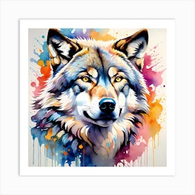 Vibrant Wolf Painting Art Print