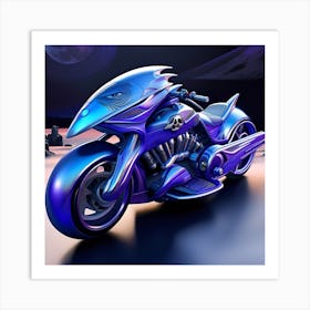 Blue Motorcycle Art Print