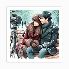 Couple Taking Photo Art Print