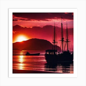 Sunset At The Beach 250 Art Print