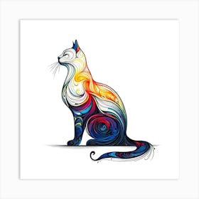 Feline Cat Creative Artwork Illustration 5 Art Print