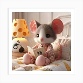 The mouse is reading a book 2 Art Print