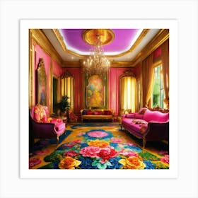 Futuristic Beautiful French Mansion Interior Sitti (14) Art Print