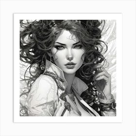 Pencil Art Girl Art Print