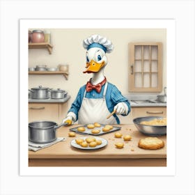 Donald Duck Cooking 2 Art Print