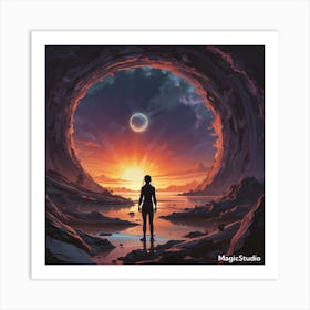 Woman Standing In A Tunnel Art Print