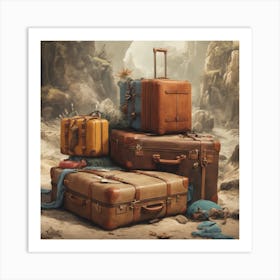 Old Suitcases Luggage Gone Wild ( Bohemian Design ) Art Print