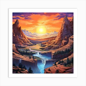 Sunset In The Mountains 1 Art Print