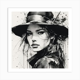 Woman In Hat Art Print