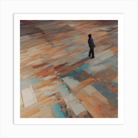 Abstract Man Walking Painting Art Print