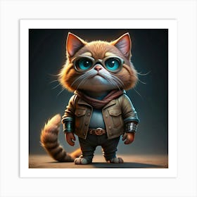 Cat In A Jacket And Glasses Art Print