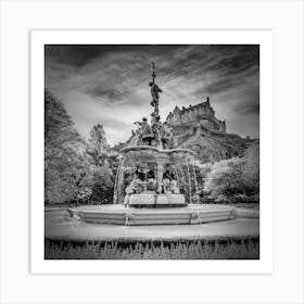 Ross Fountain And Edinburgh Castle Art Print