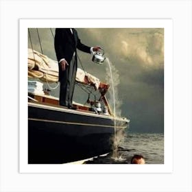 Man On A Boat Art Print