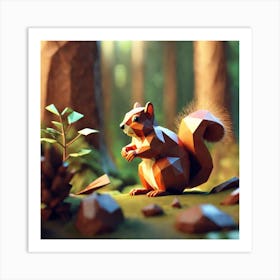 3d Illustration Of A Squirrel Art Print