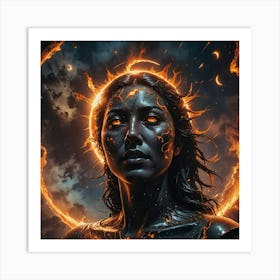 Woman In Flames Art Print